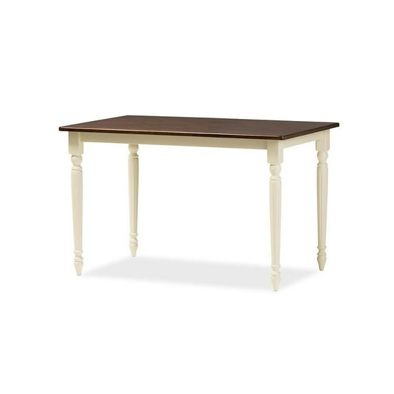 Baxton Studio Napoleon French Country Cottage Buttermilk and "Cherry" Brown Finishing Wood Dining Table