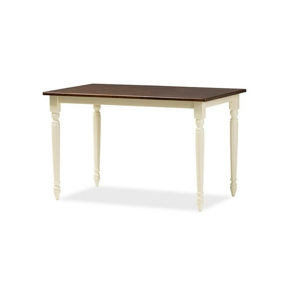 Baxton Studio Napoleon French Country Cottage Buttermilk and "Cherry" Brown Finishing Wood Dining Table
