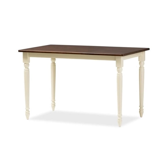 Baxton Studio Napoleon French Country Cottage Buttermilk and "Cherry" Brown Finishing Wood Dining Table