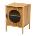 thumbnail image 1 of Baxton Studio Naresh Mid-Century Modern Transitional Natural Brown Bamboo Wood 1-Door End Table, 1 of 7