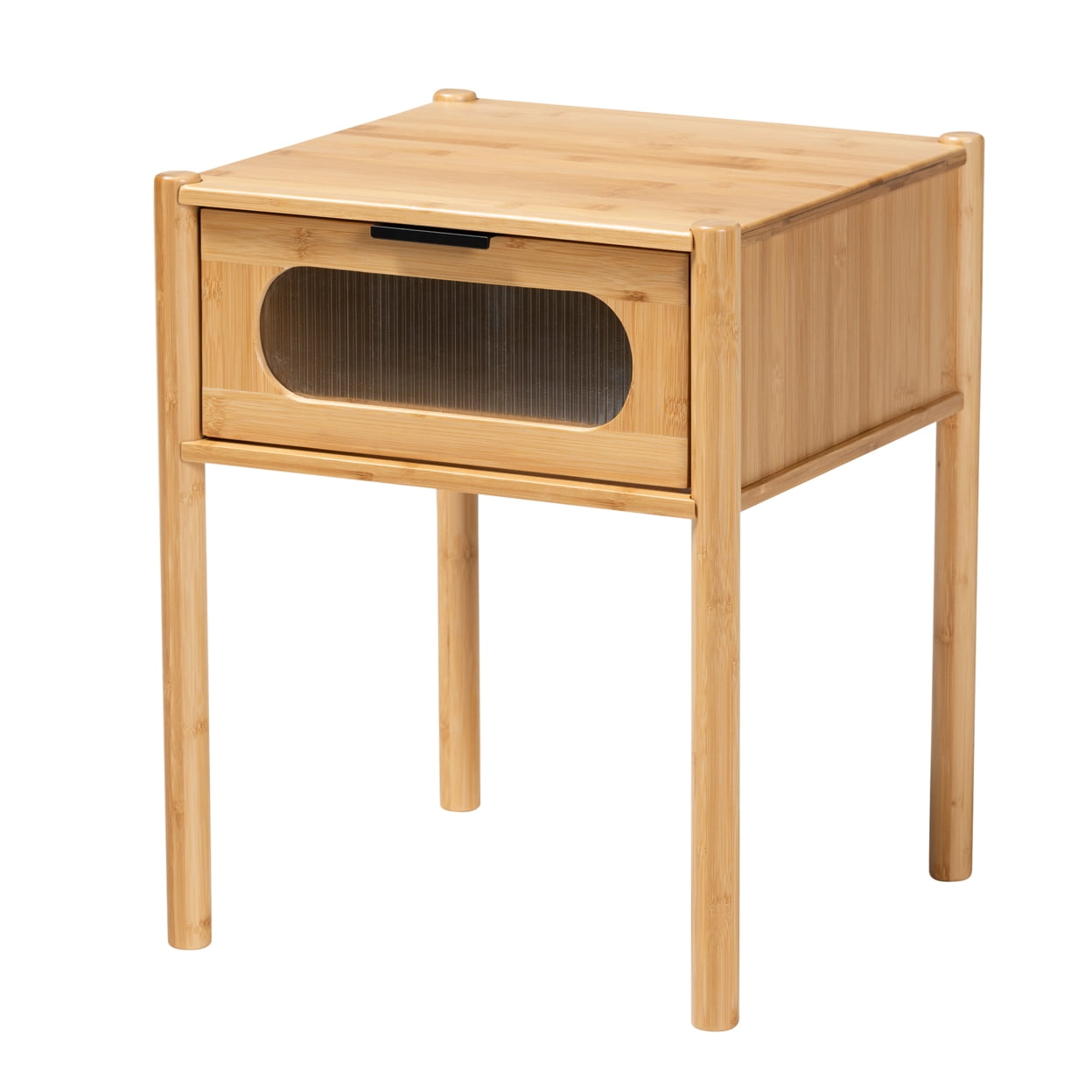Naresh Natural Bamboo Wood 1-Drawer End Table with Storage