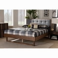 thumbnail image 1 of Baxton Studio Natalia Mid-Century Modern Dark Grey Fabric Upholstered and Ash Walnut Finished Wood Full Size Platform, 1 of 7
