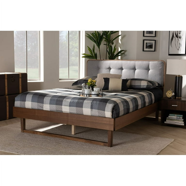 Baxton Studio Natalia Mid-Century Modern Light Grey Fabric Upholstered and Ash Walnut Finished Wood Full Size Platform Bed Baxton Studio Natalia Mid-Century Modern Light Grey Fabric Upholstered and Ash Walnut Finished Wood Full Size Platform Bed