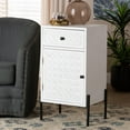 thumbnail image 1 of Baxton Studio Nefeli Mid-Century Transitional White Finished Wood and Black Metal 1-Drawer Storage Cabinet, 1 of 10