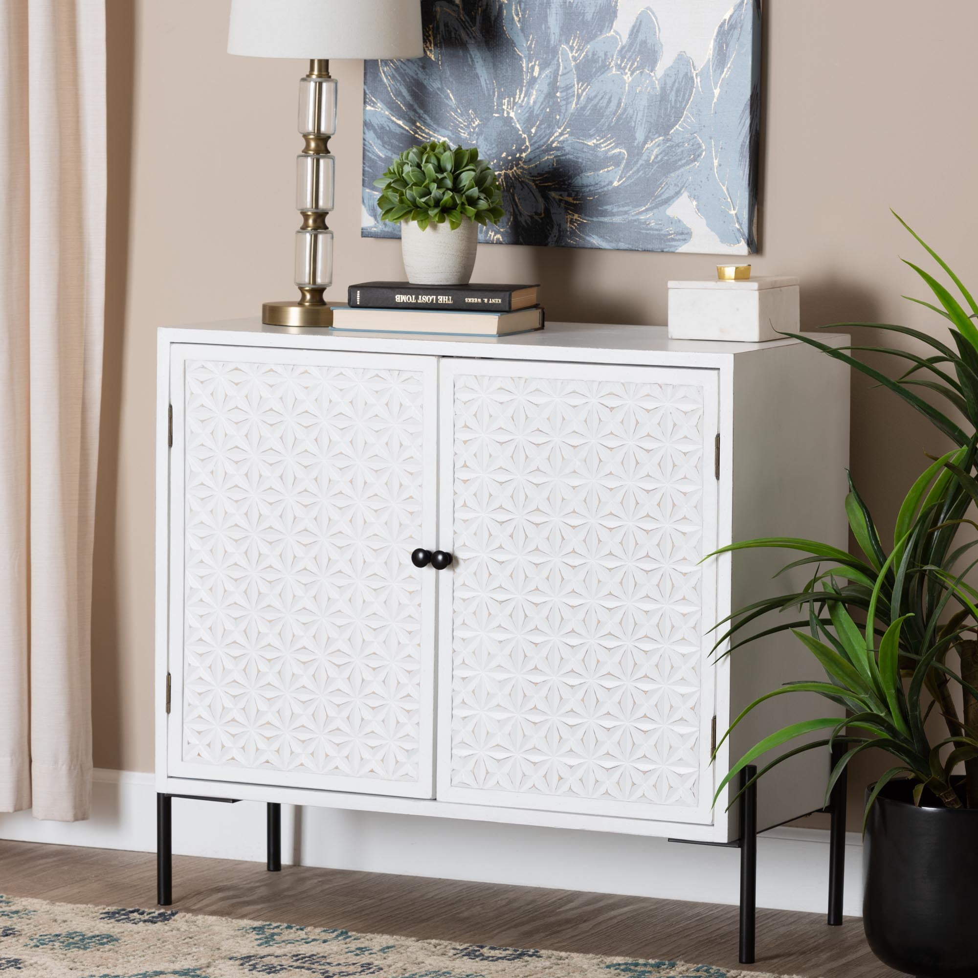 Baxton Studio Nefeli MidCentury Transitional White Finished Wood and