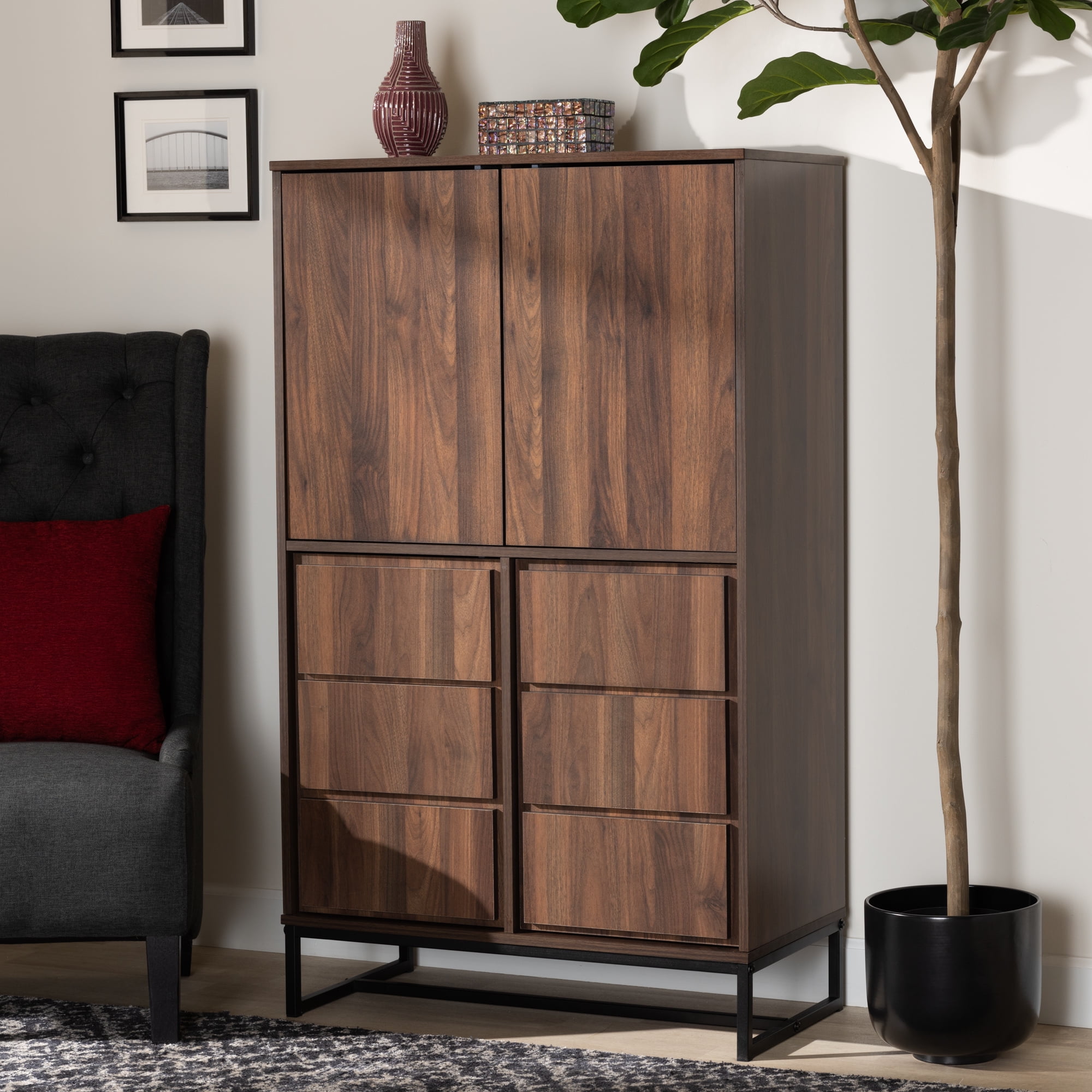 Baxton Studio Neil Modern and Contemporary Walnut Brown Finished
