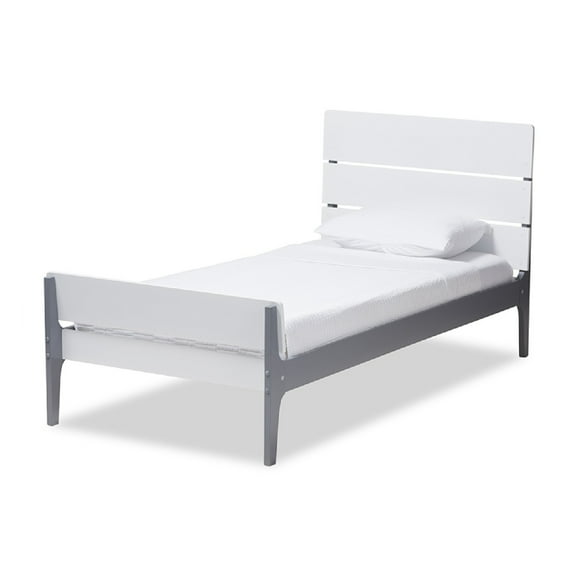 Baxton Studio Nereida Modern Classic Mission Style Grey-Finished Wood Twin Platform Bed