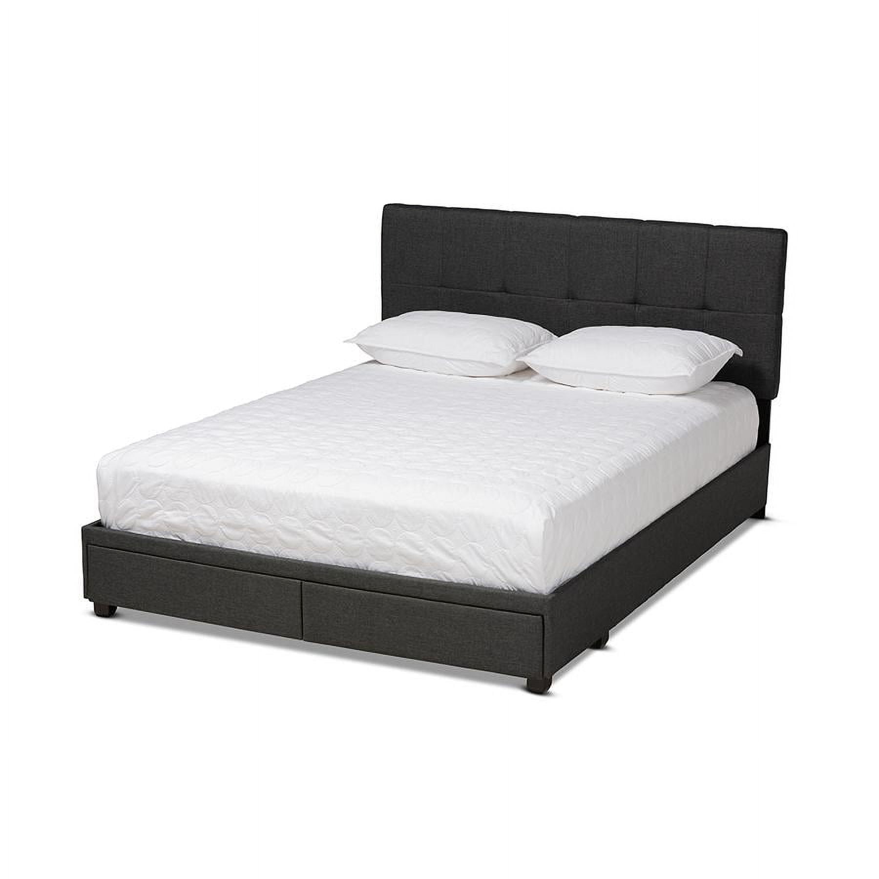 Modern Elegance Charcoal Grey King Upholstered Storage Bed with Tufted Headboard