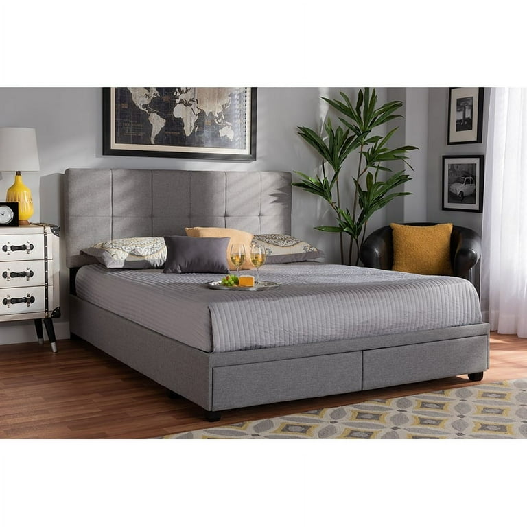 Baxton Studio Netti Beige Fabric Upholstered 2-Drawer King Size Platform Storage Bed Baxton Studio Netti Beige Fabric Upholstered 2-Drawer King Size Platform Storage Bed