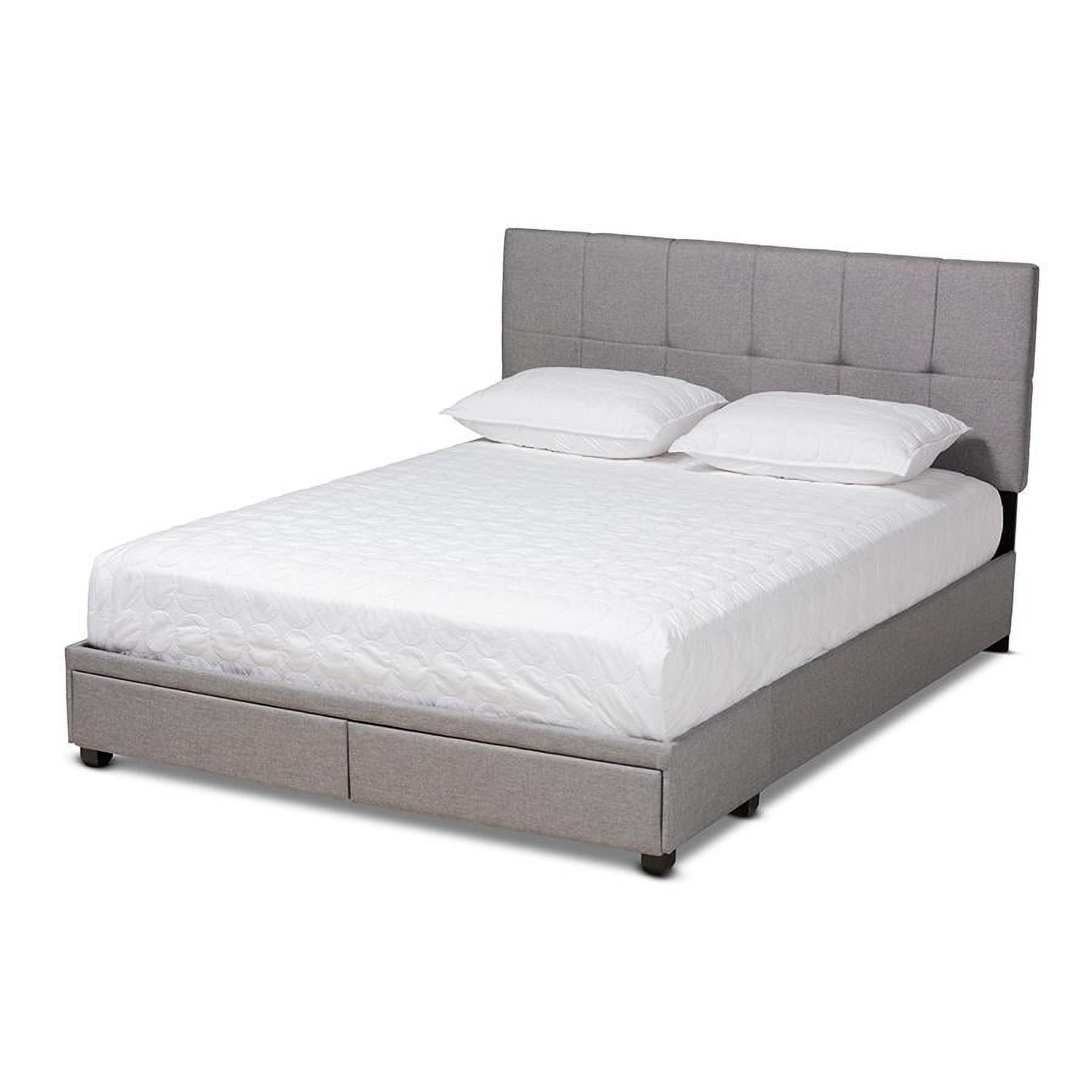Elegant Netti Light Grey Queen Upholstered Storage Bed with Tufted Headboard