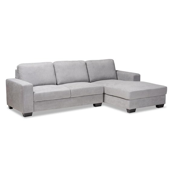 Baxton Studio Light Grey Fabric Upholstered Sectional Sofa with Right Facing Chaise