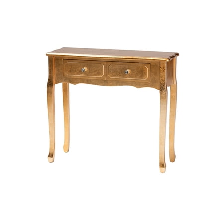 Baxton Studio Newton Classic and Traditional Gold Finsihed Wood 2-Drawer Console Table