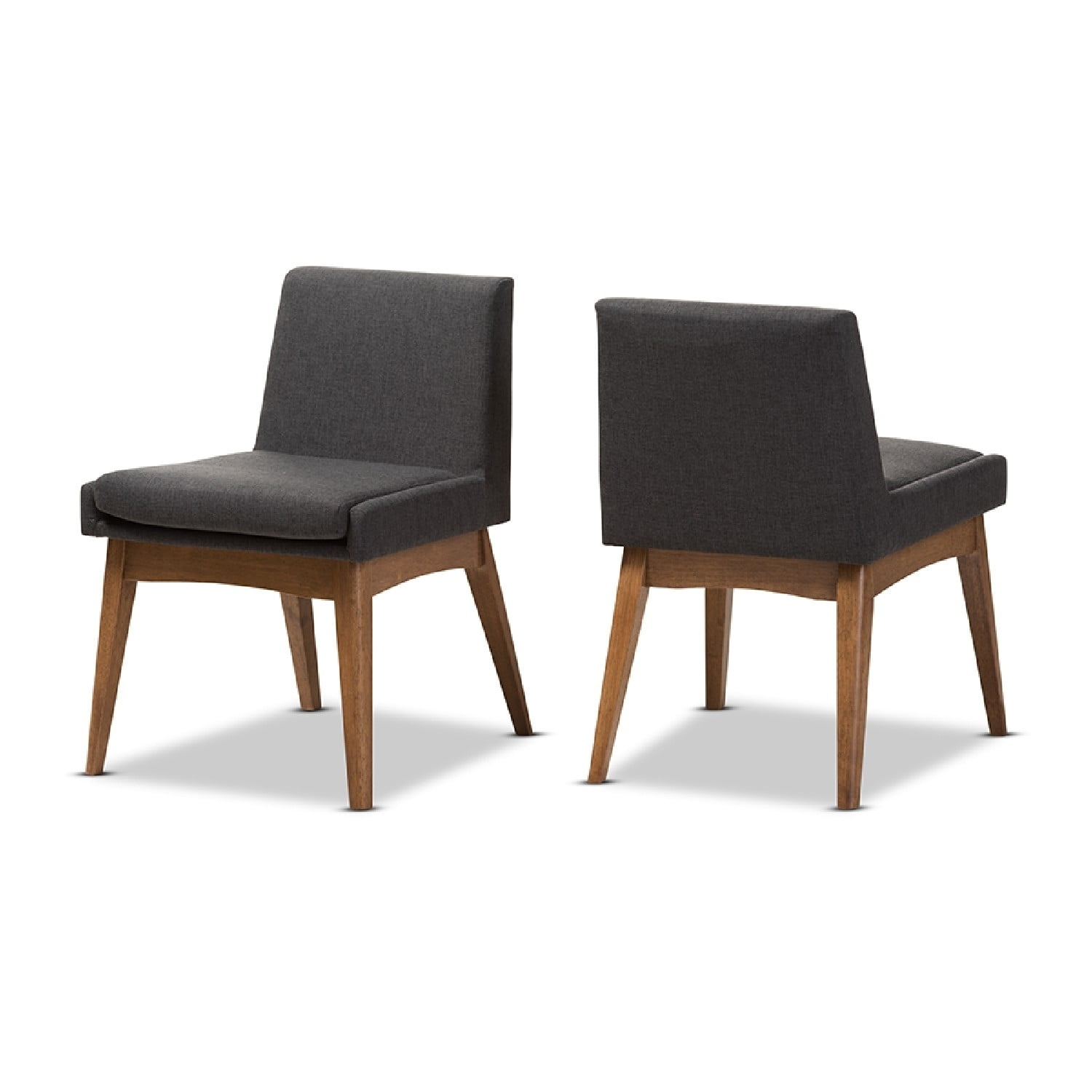 Walnut Brown Leather Upholstered Parsons Side Chair