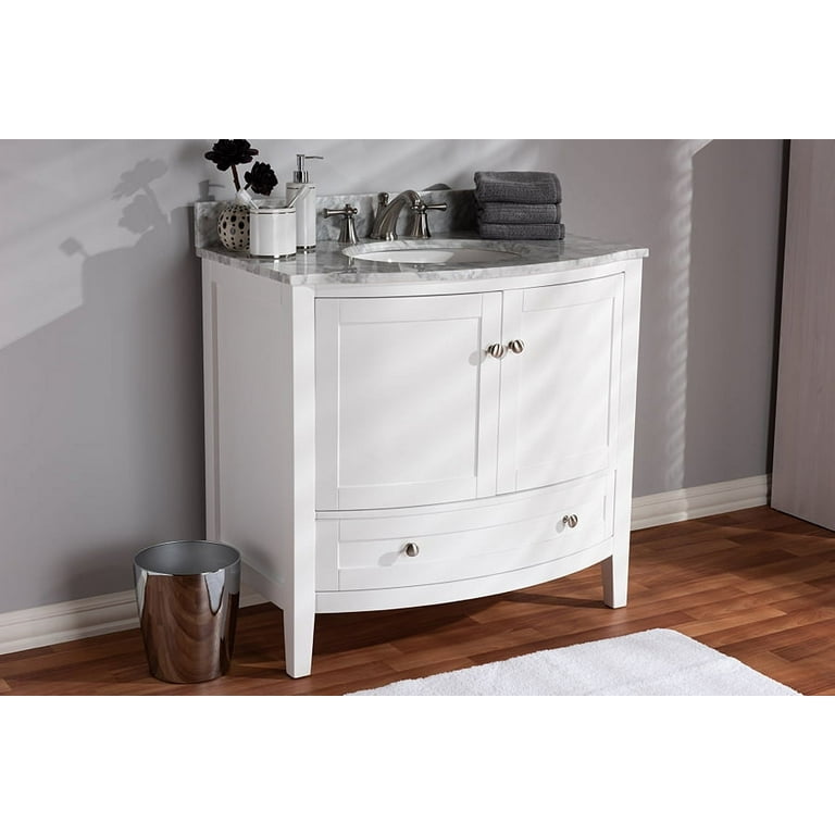 Baxton Studio Nicole 36 Inch Transitional White Finished Wood and