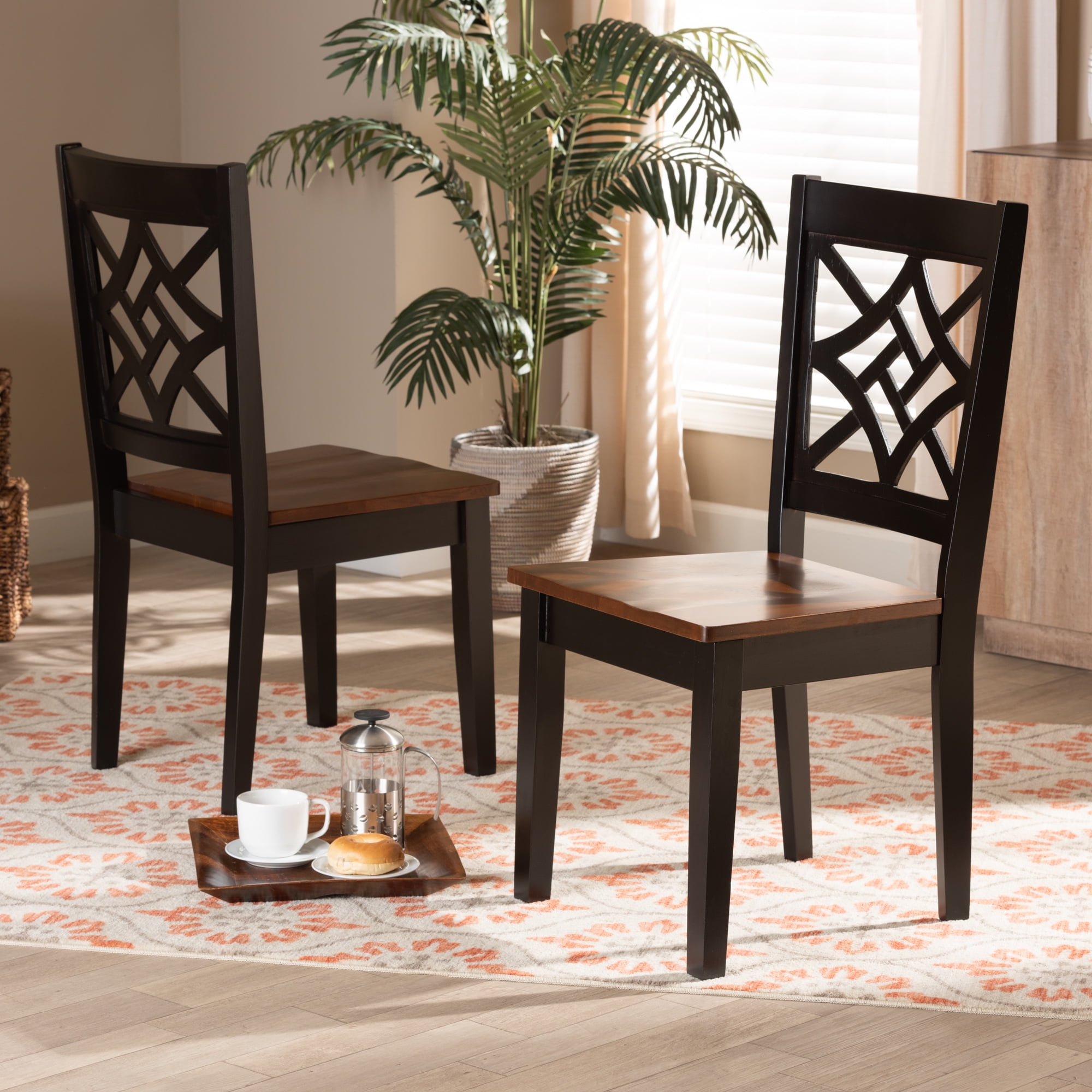 Baxton Studio Nicolette Dining Chair, Set of 2, Dark Brown
