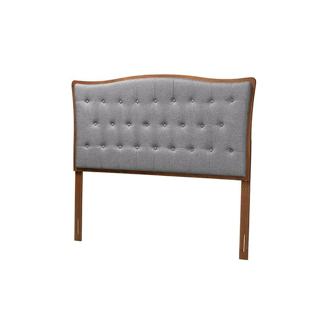 Baxton Studio Nikita Gray Fabric and Walnut Brown Wood King Size Headboard