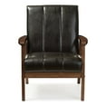 thumbnail image 1 of Baxton Studio Nikko Mid-century Modern Scandinavian Style Black Faux Leather Wooden Lounge Chair, 1 of 5