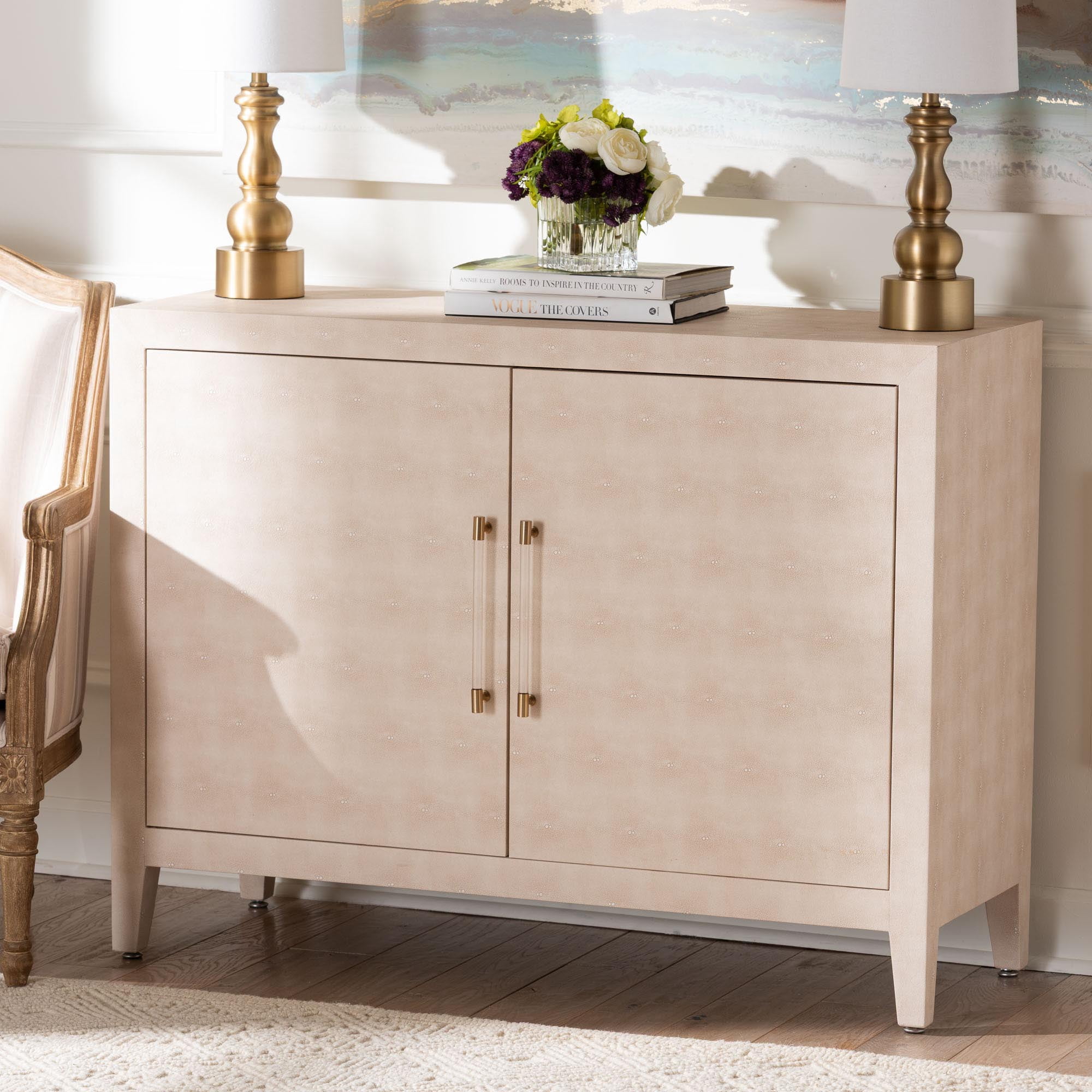 Baxton Studio Nira Modern Storage Cabinet, 2-Door, Beige
