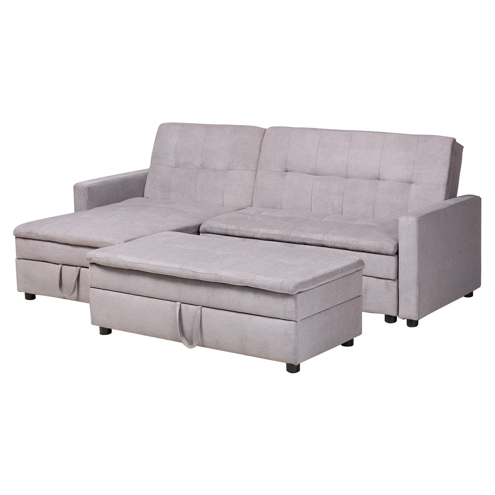 Baxton studio noa fabric left facing storage sectional sleeper sofa on sale with ottoman
