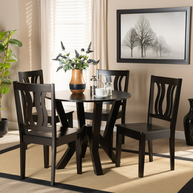 Baxton Studio Noelia Modern and Contemporary Transitional Dark Brown Finished Wood 5 Piece Dining Set