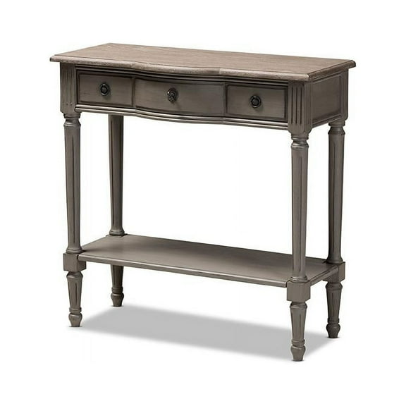 Baxton Studio Noelle Contemporary Wood 3-Drawer Console Table in Gray