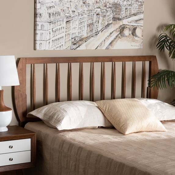 Baxton Studio Norman Contemporary/Modern Back Support Rubberwood Headboard, King, Ash Walnut