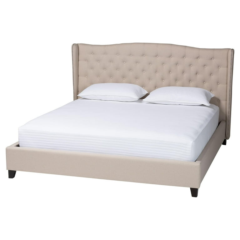Baxton Studio Norwich Light Beige Linen Modern Platform Bed - King Size Baxton Studio Norwich Light Beige Linen Modern Platform Bed - King Size