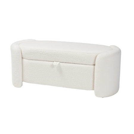 Baxton Studio Oakes Modern and Contemporary Ivory Boucle Upholstered Storage Bench