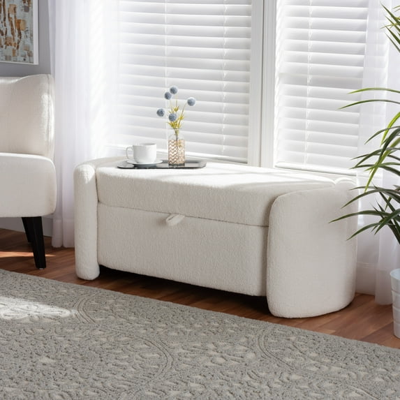 Baxton Studio Eucalyptus Wood Modern and Contemporary Storage Bench, Ivory