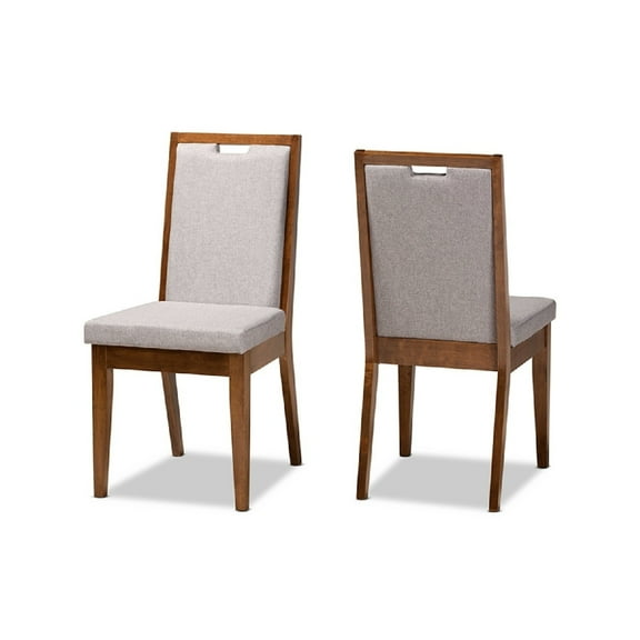 Baxton Studio Octavia Modern and Contemporary Grey Fabric Upholstered and Walnut Brown Finished Wood 2-Piece Dining