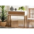 thumbnail image 1 of Baxton Studio Odile Mid-Century Modern Two-Tone Natural Brown and White Bayur Wood 1-Drawer Console Table, 1 of 7
