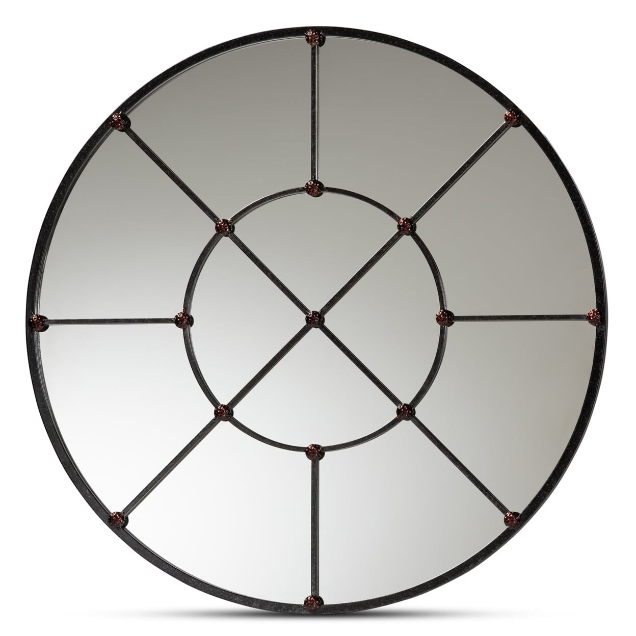Ohara 36" Black and Bronze Round Wall Mirror
