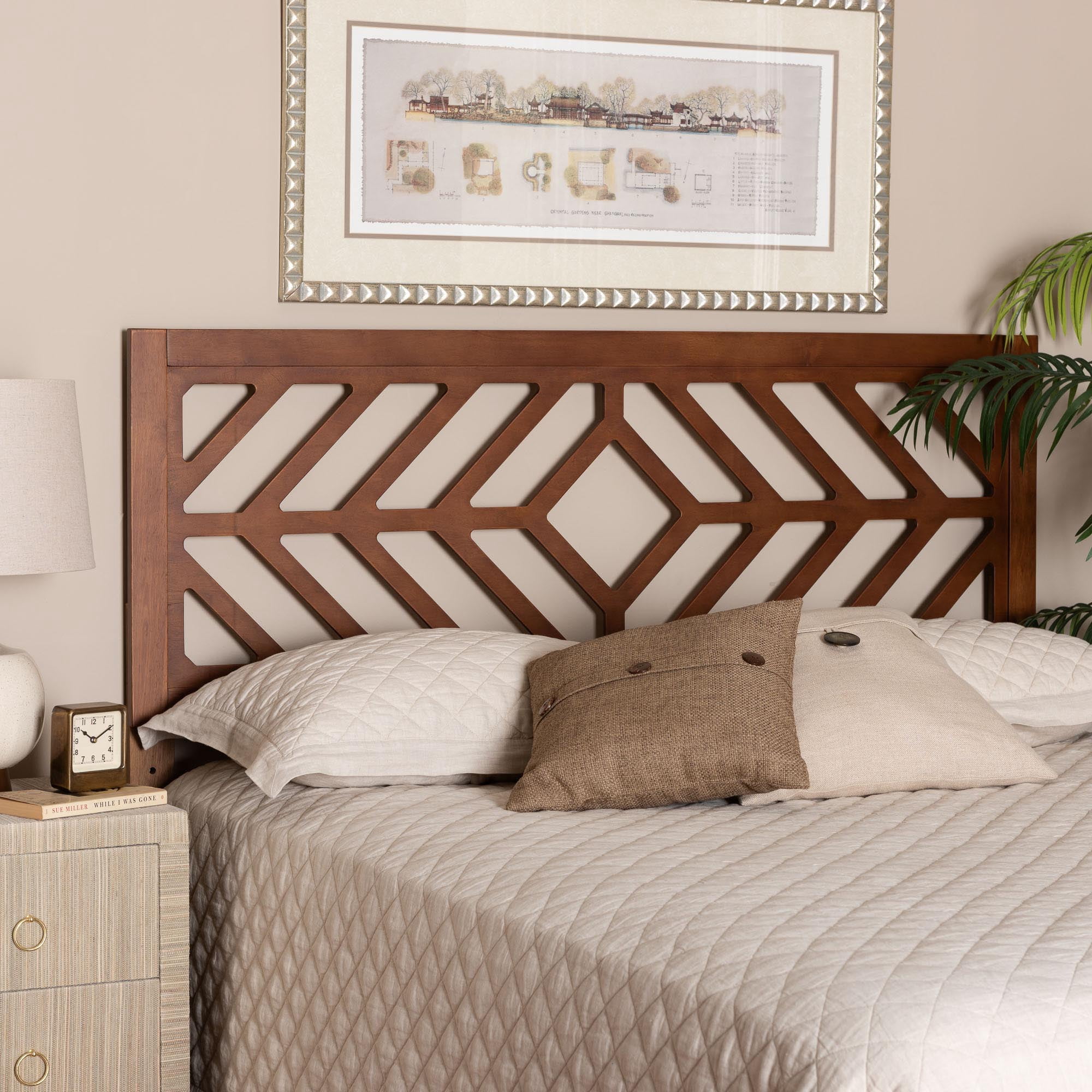 Baxton Studio Olsen Modern Headboard, Queen, Walnut Brown