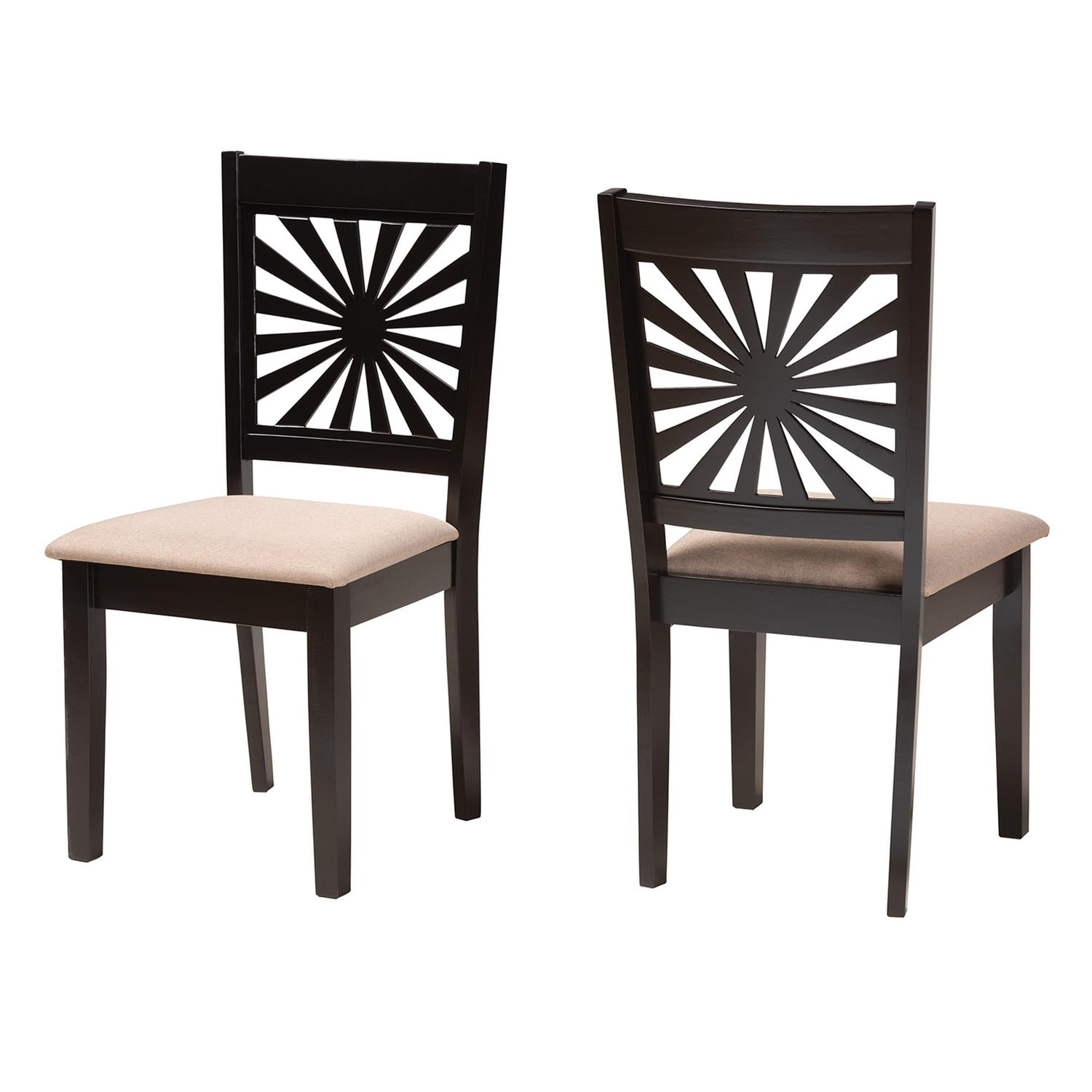 Olympia Beige and Espresso Brown Upholstered Wood Dining Chair Set