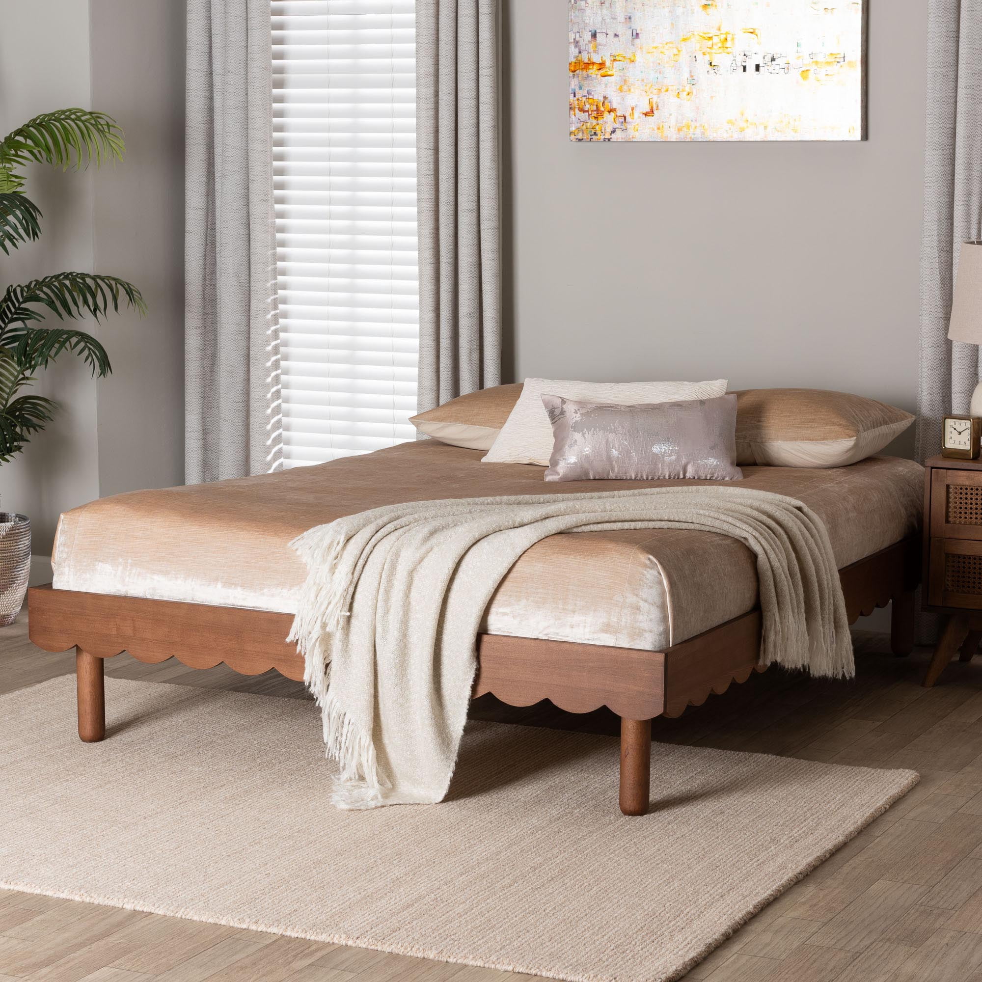 Baxton Studio Orianthe Modern Bed Frame, Queen, Walnut Brown
