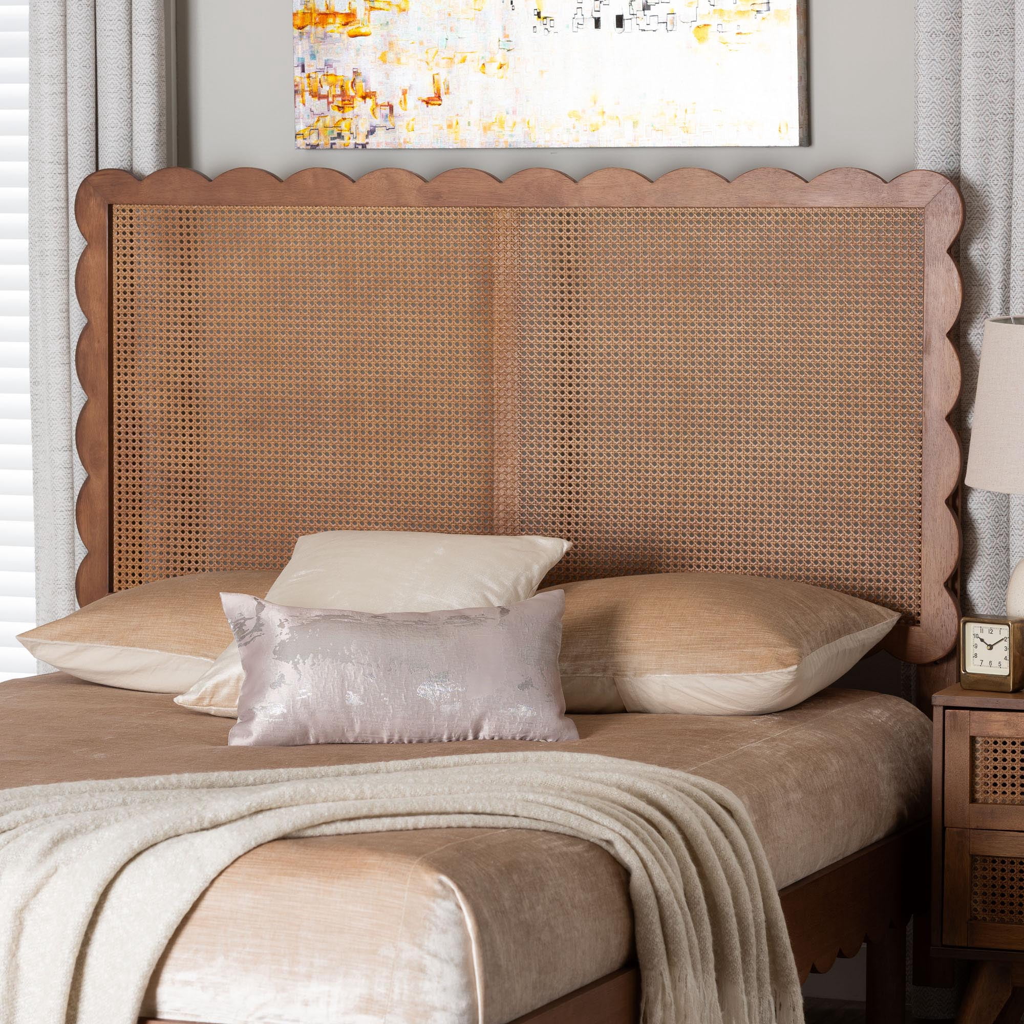 Baxton Studio Orianthe Modern Headboard, Queen, Walnut Brown