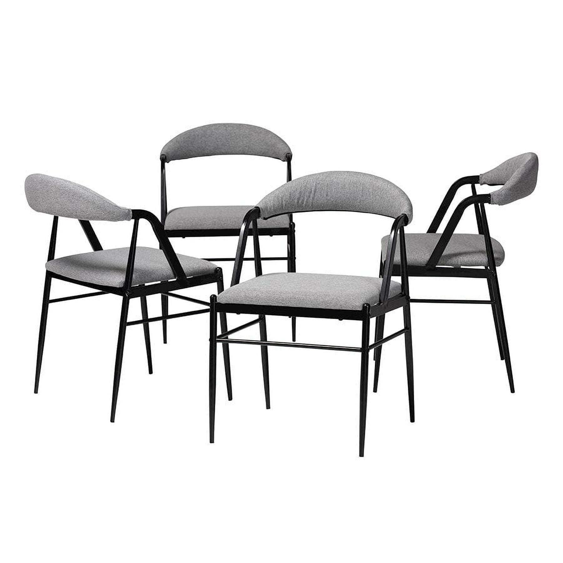 Orrin Gray Fabric and Black Metal Dining Chair Set of 4
