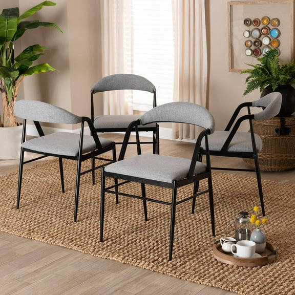 Baxton Studio Orrin Industrial Dining Chair, 4-Piece, Black