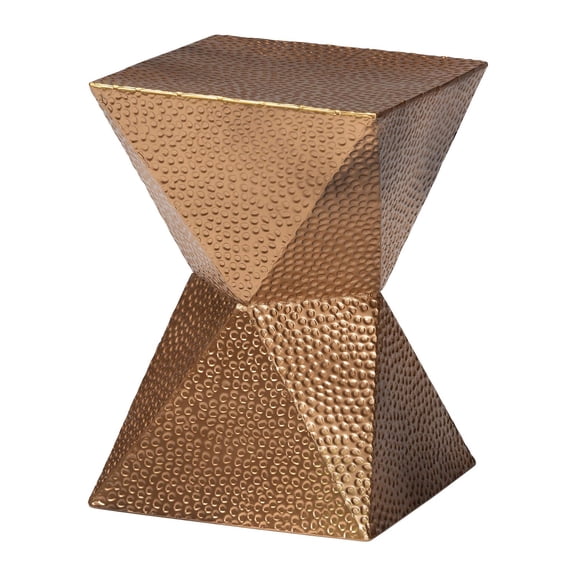 Baxton Studio Pacey Textured Metal Accent Table Geometric Gold Side Table