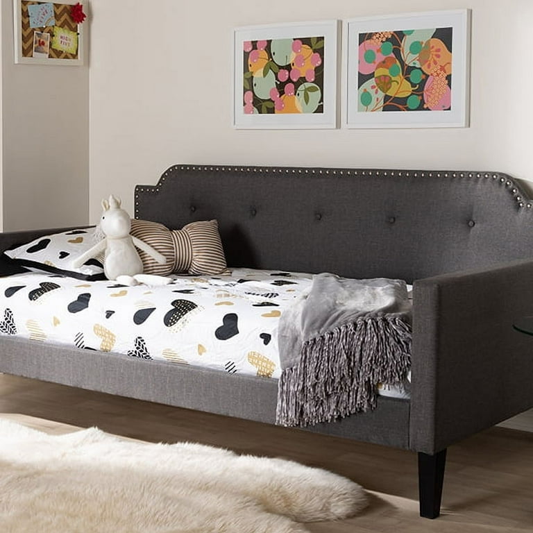 Baxton Studio Packer Modern and Contemporary Grey Fabric Upholstered Twin Size Sofa Daybed