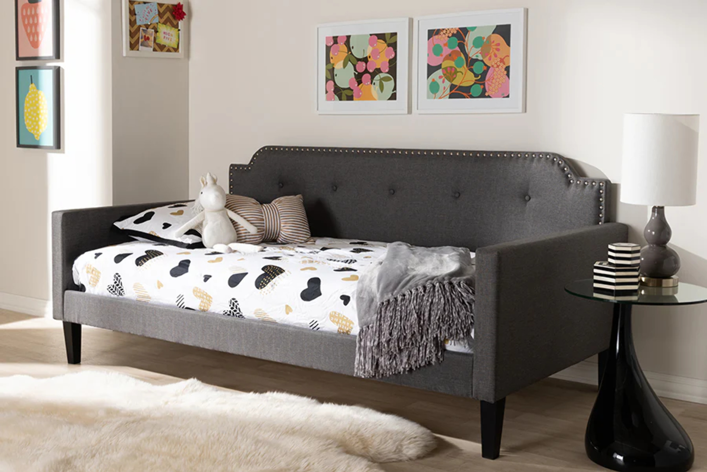 Baxton Studio Packer Modern and Contemporary Grey Fabric Upholstered Twin Size Sofa Daybed - image 1 of 7