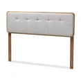 thumbnail image 1 of Baxton Studio Palina Mid-Century Modern Light Grey Fabric Upholstered Walnut Brown Finished Wood Full Size Headboard, 1 of 9