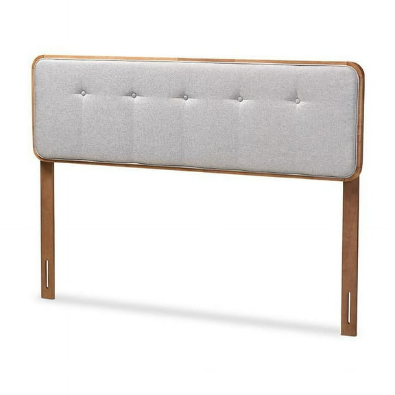 Baxton Studio Palina Mid-Century Wood Tufted Queen Headboard in Light Gray