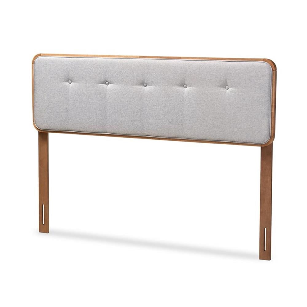 Baxton Studio Palina Mid-Century Wood Tufted Queen Headboard in Light Gray