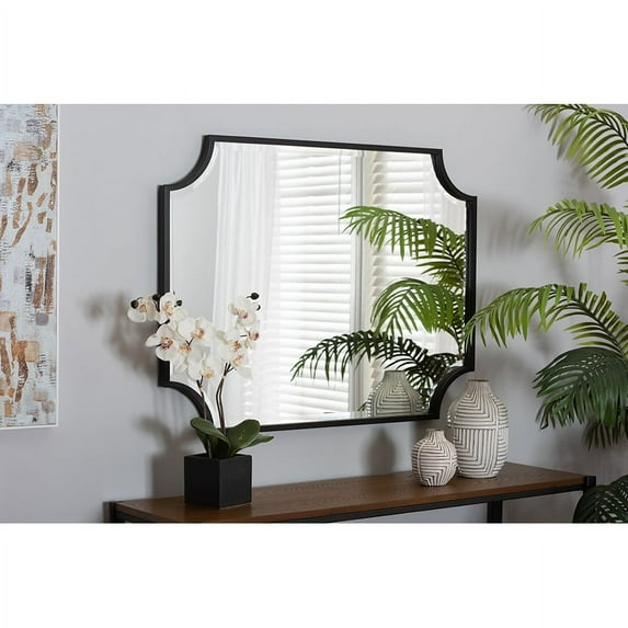 Baxton Studio Parcenet Modern Black Finished Metal Accent Wall Mirror