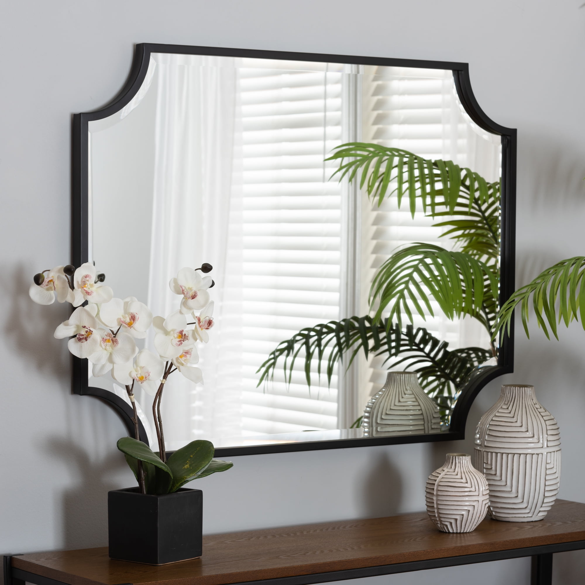 Baxton Studio Parcenet Modern Black Metal Wall Mirror - Walmart.com