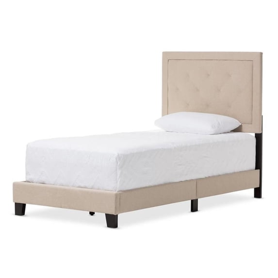 Baxton Studio Paris Modern And Contemporary Upholstered Tufting Platform Bed-Color:Beige