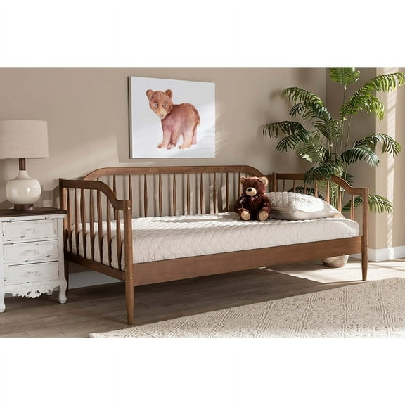 Baxton Studio Parson Classic Mid-Century Modern Walnut Brown Finished Wood Twin Size Daybed