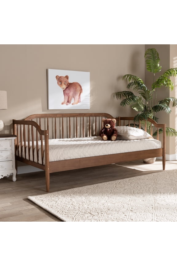 Parson Classic Mid-Century Modern Walnut Brown Finished Wood Twin Size Daybed