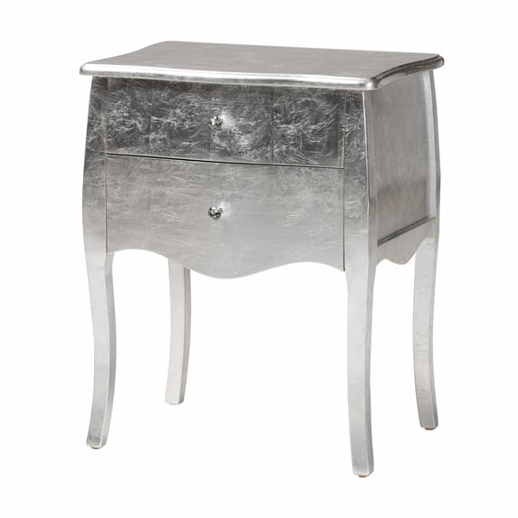Saltoro Sherpi Baxton Studio Patrice Classic and Traditional Silver Finished Wood 2-Drawer Nightstand